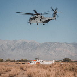 Marine Corps Demos Operational Heavy Lift Capability With King Stallion Helicopter; Lt.Col. Luke Frank Quoted